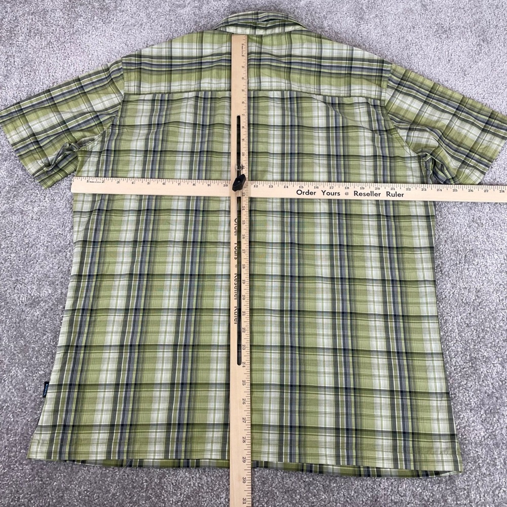Kuhl Button Down Shirt Mens Large Eluxor Plaid Short Sleeve Green Hiking Trail - Picture 9 of 12